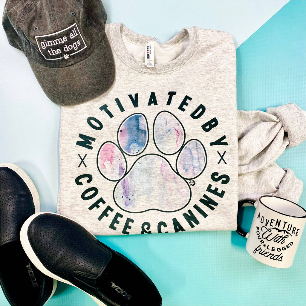 Motivated by Coffee & Canines (Watercolor) Sweatshirt