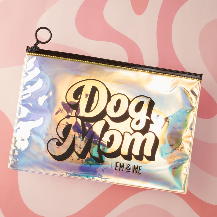 Dog Mom Holographic Zipper Pouch