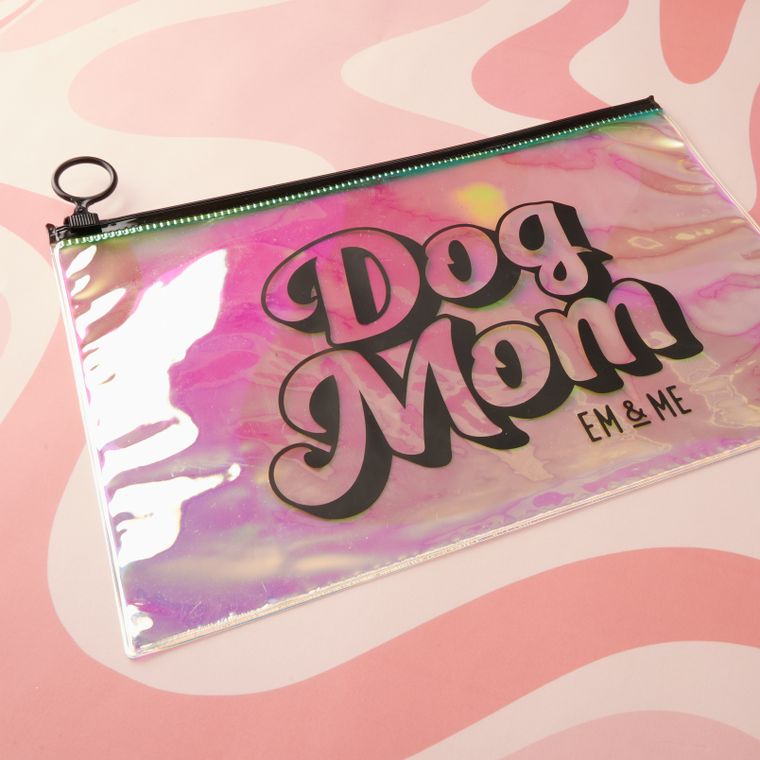 Dog Mom Holographic Zipper Pouch