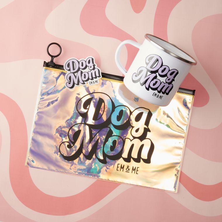 Dog Mom Holographic Zipper Pouch